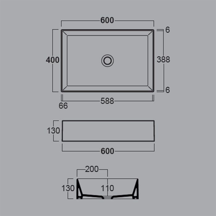 SIMAS AGILE Раковина на столешницу 60х40 см,без перелива, без отв  под смеситель,цвет белый