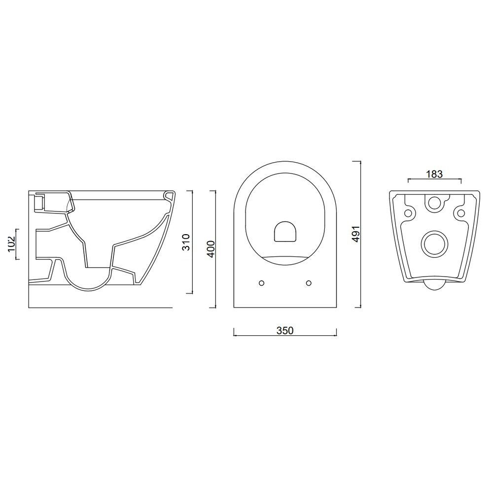 Унитаз подвесной безободковый GURAL Uno 49 см UN41DAK00