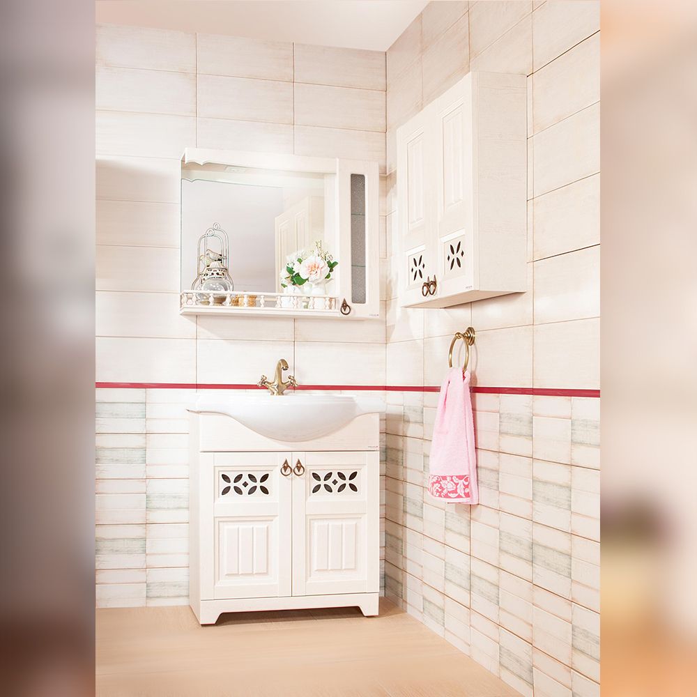 Зеркало со шкафчиком и балюстрадой Бриклаер КАНТРИ 85SB, бежевый дуб прованс, артикул КАНТРИ 85SB