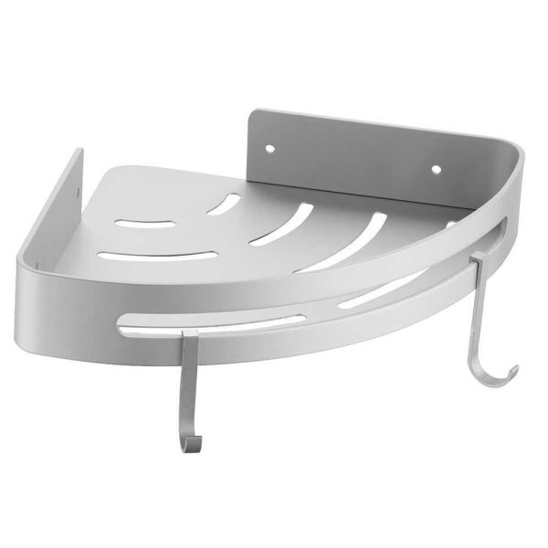 Полка металлическая угловая с крючками FASHUN A7335-17, алюминиевый