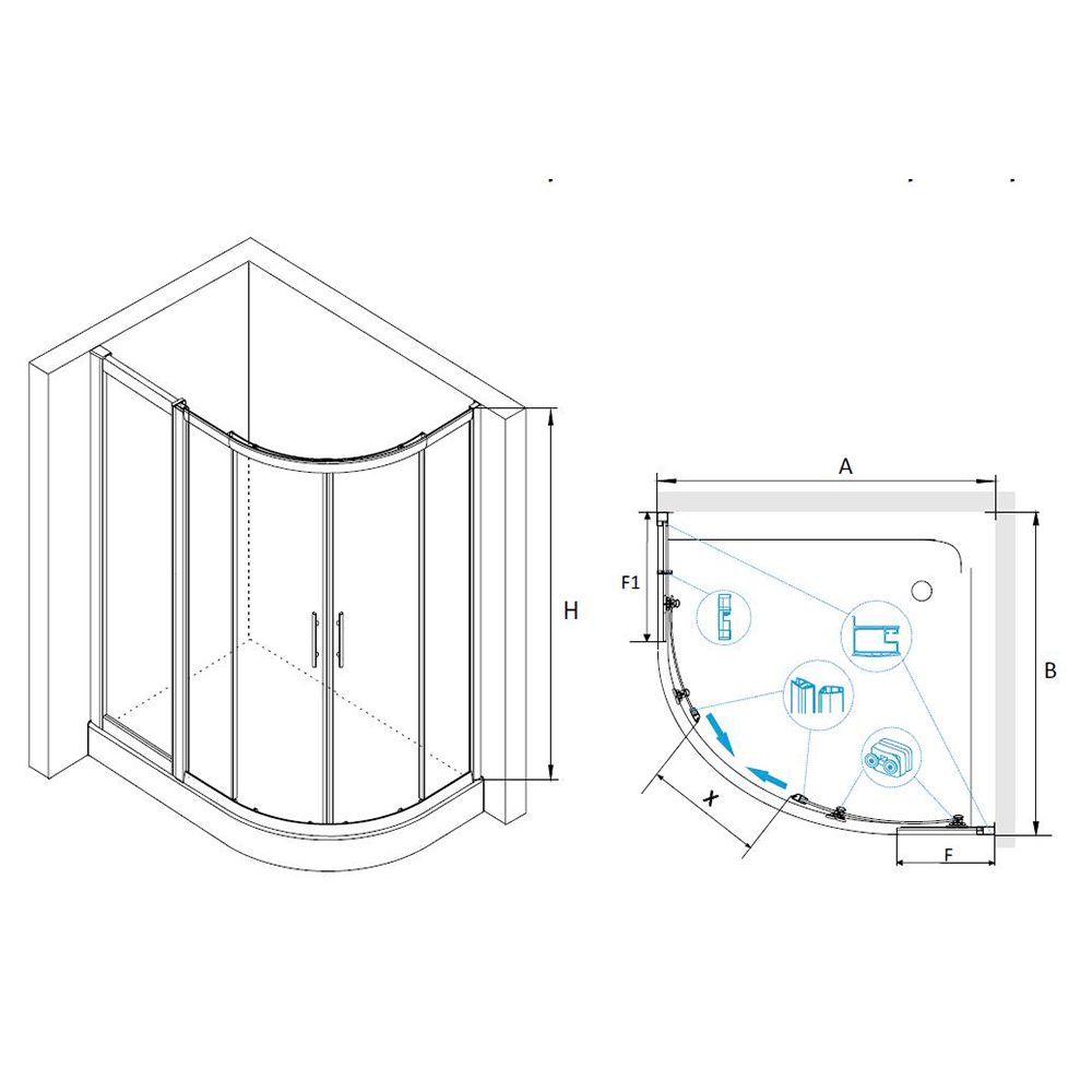 Душевой уголок RGW HO-61(HO-51 + Z-41) (900x1200, Прозрачное)