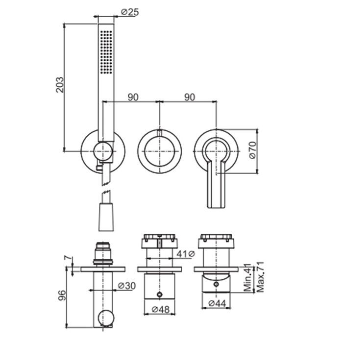 Fima Carlo Frattini Mast Смеситель для душа, встраиваемый, на 2 источника с ручным душем, цвет: чёрный матовый, артикул F3149WX8NS