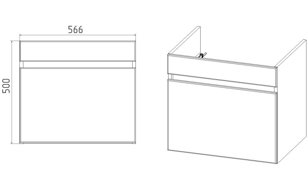 Тумба VIANT "Мальта" 1 ящик подвесная 430х560х500 под раковину .S-UM-COM60/1-w (COMO 60) (VMAL60CO-T1YP), артикул VMAL60CO-T1YP