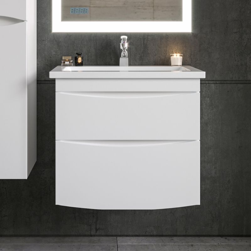 Тумба под раковину Бриклаер Вега 70 подвесная Белый глянец