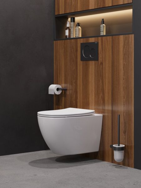 STYLUS-TOR 2.0 Унитаз подвесной безободковый со смывом "Торнадо" с сиденьем дюропласт soft close CZR-546-TH-TOR/SC