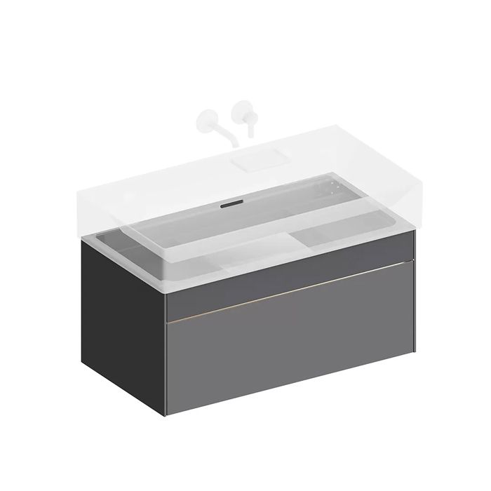 Тумба LOGICA подвесная 2 ящика 90 см, стальной серый