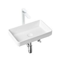Комплект 5 в 1 Lavinia Boho Bathroom Sink Slim 21510049, накладная фарфоровая раковина 55 см, смеситель, латунный сифон, донный клапан quick-clac, угловые вентили 2 шт.