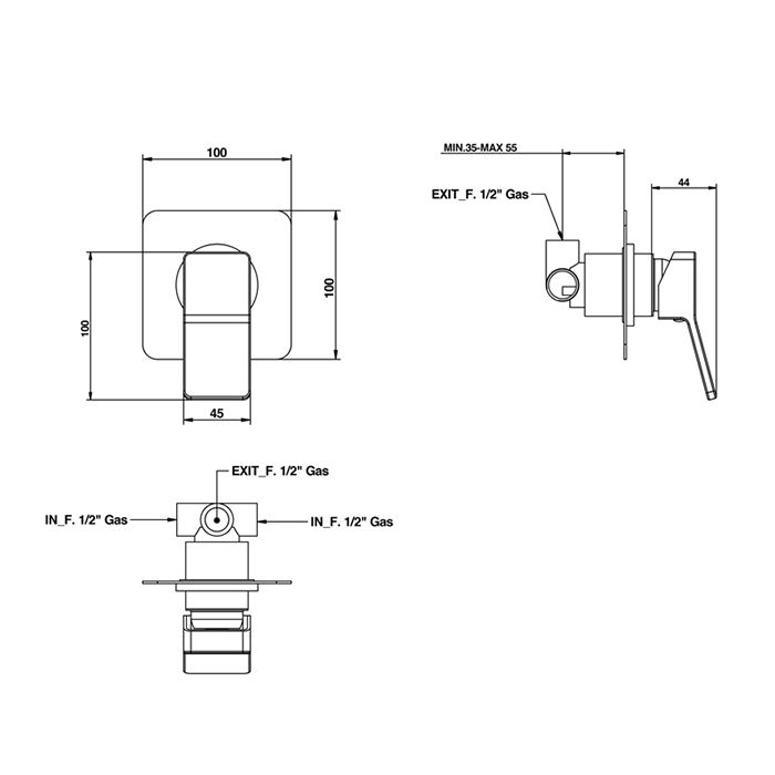 Bongio Reef Встраиваемый смеситель для душа, цвет хром, артикул 53524CRPR