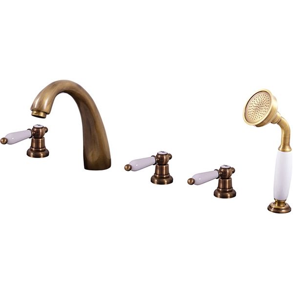 *Смеситель для ванны на 5 отверстий, перекл-ль керам.,БРОНЗА