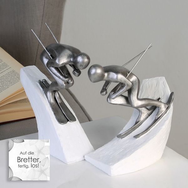 Casablanca, скульптура "Горнолыжники", цвет бело-серебристый (продаются парой)