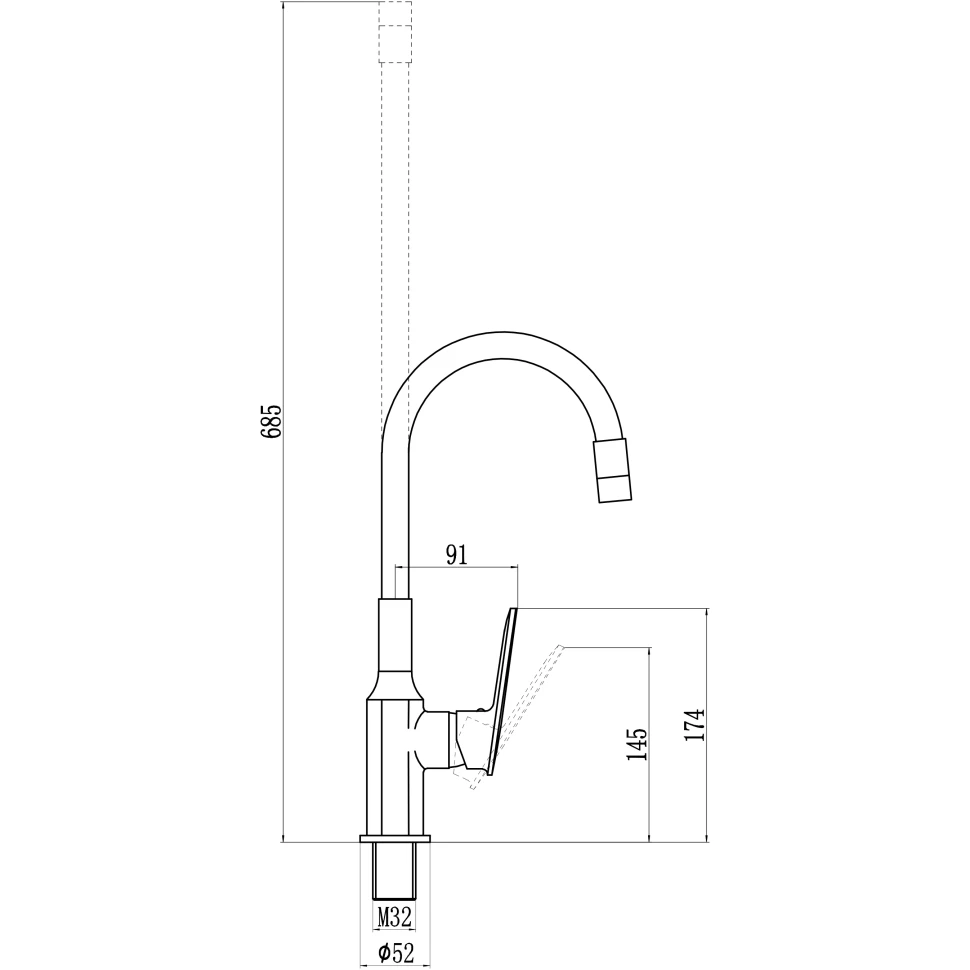 Смеситель для кухни с гибким изливом Savol S-600606A, хром