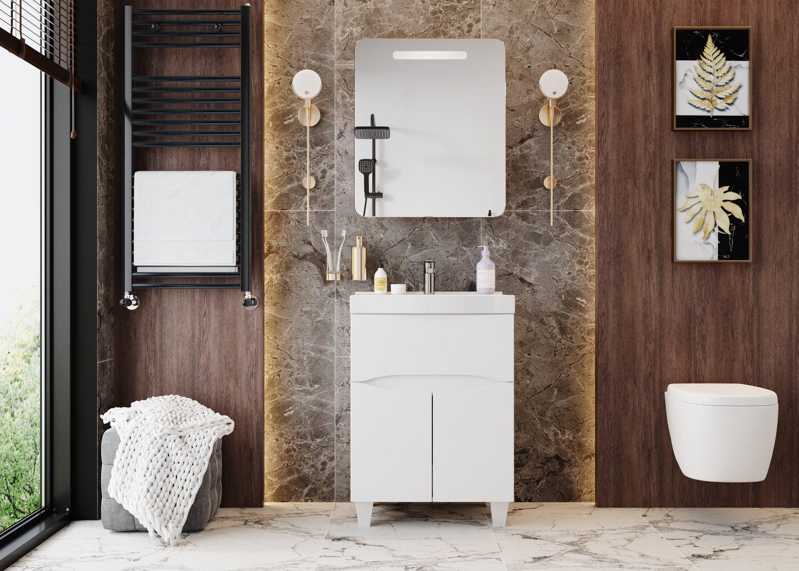 Шкаф-зеркало Onika Неаполь 60 белый, c LED подсветкой