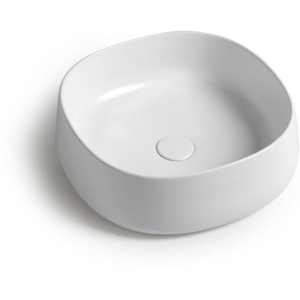 White Ceramic Jumper, накладная квадратная раковина 42x42x15h см, цвет белый глянцевый