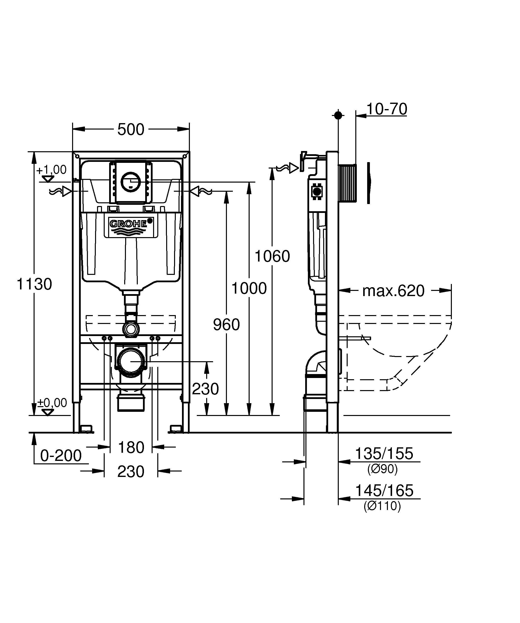 Комплект GROHE Rapid SL для подвесного унитаза (39581000) Комплект GROHE Rapid SL для подвесного унитаза (39581000)