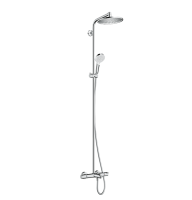 Душевая стойка, Hansgrohe, Crometta S, смеситель-есть, тип открывания воды-вентильный, тип регулирования воды-термостатический картридж, излив-есть, вынос излива, мм-182, верхний душ-есть, форма верхнего душа-круглая, размер верхнего душа-240*240, держате Душевая стойка, Hansgrohe, Crometta S, смеситель-есть, тип открывания воды-вентильный, тип регулирования воды-термостатический картридж, излив-есть, вынос излива, мм-182, верхний душ-есть, форма верхнего душа-круглая, размер верхнего душа-240*240, держате