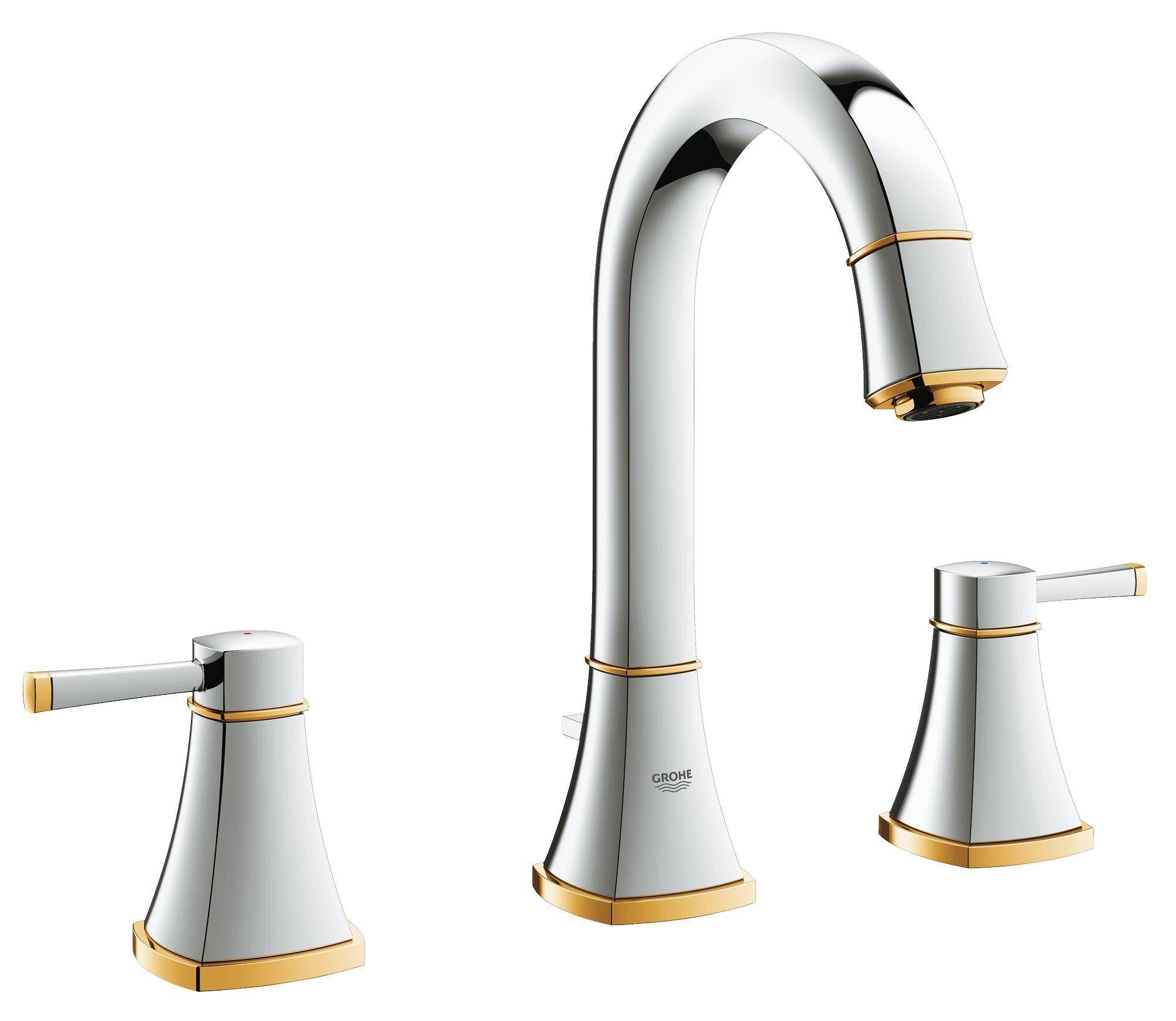 Смеситель для раковины GROHE Grandera с донным клапаном и высоким изливом, хром/золото (20389IG0) Смеситель для раковины GROHE Grandera с донным клапаном и высоким изливом, хром/золото (20389IG0)
