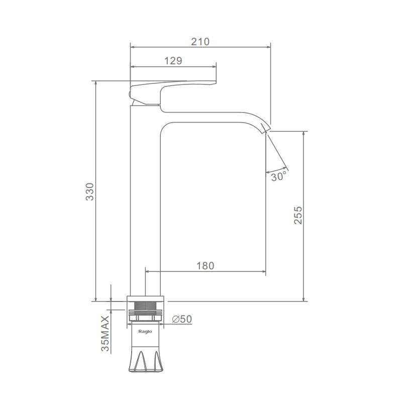 Смеситель для раковины высокий Raglo R02.15.06, черный