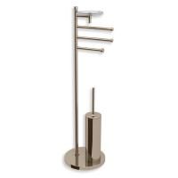 Bertocci Cinquecento Напольная стойка с ершиком и бумагодержателем, п/держателем и мыльницей, цвет: nichel mat