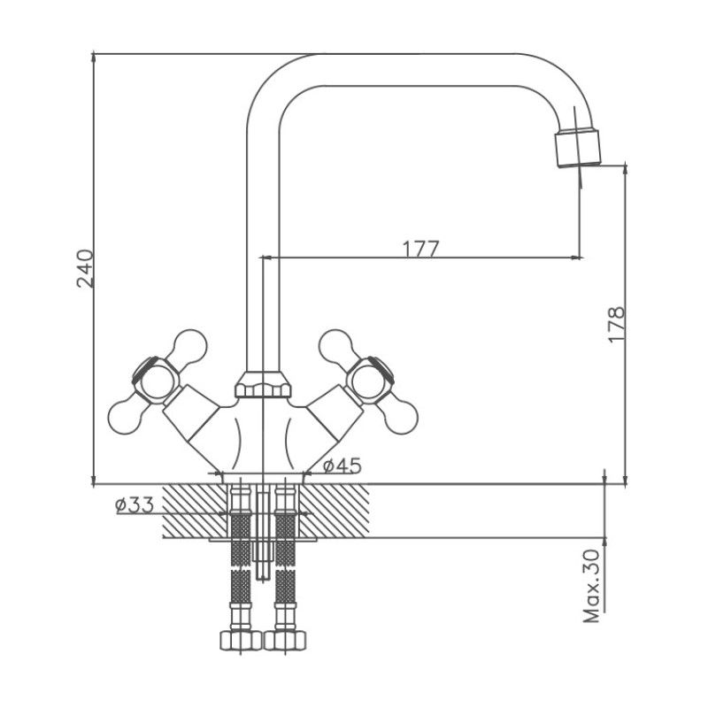 Смеситель для кухни Cron CN4019, хром