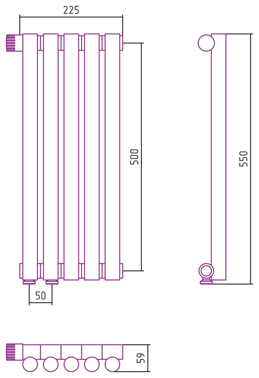 Отопительный радиатор ЭСТЕТ-1 н/ж EU50 левый 500х225 / 5 сек (Шампань) Отопительный радиатор ЭСТЕТ-1 н/ж EU50 левый 500х225 / 5 сек (Шампань)