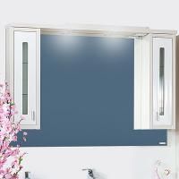 Зеркало со шкафом Бриклаер Бали 120 с подсветкой Светлая лиственница/Белый глянец