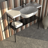 Консоль, Globo, Vanity Basins, ширина, мм-967, глубина, мм-315, высота, мм-855, тип установки-напольный, крепления в комплекте, материал-сталь, цвет-черный матовый