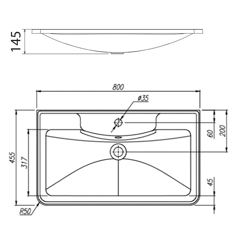 Раковина Florentina Аллегро 80 см 10.020.00800.201, жасмин, артикул 10.020.00800.201