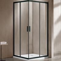 Душевые уголки Vincea Душевой уголок Garda VSS-1G100CLB, 1000*1000, черный, стекло прозрачное ,