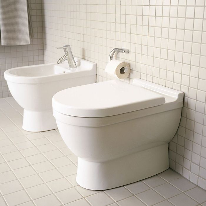 Duravit Starck 3 Биде напольное приставное 560х360 мм , с  1 отв. под смеситель, Цвет: белый+WonderGliss