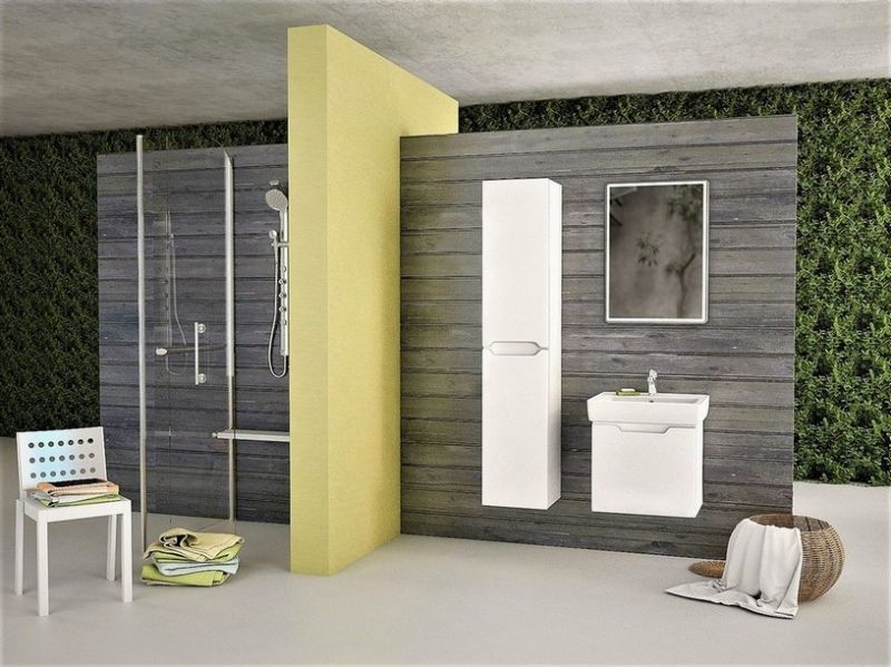 Тумба MINI, 50 см, подвесная/напольная, 1 дверца, белый глянец (ум. Мини 50)