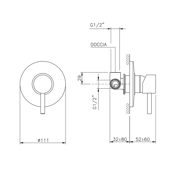 Nicolazz Olympus Смеситель для душа на 1 отверстие, встраиваемый, цвет: хром