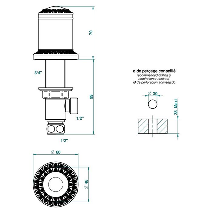 THG MALMAISON PORTORO Вентиль смесителя для раковины, цвет Soft matt gold