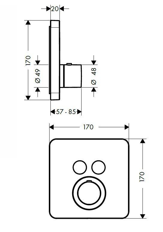 AX ShowerSelect Встраиваемый термостат для душа, 2 потреб, (внешняя часть), цвет: хром AX ShowerSelect Встраиваемый термостат для душа, 2 потреб, (внешняя часть), цвет: хром