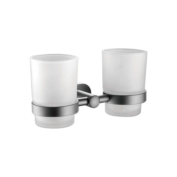 Стакан для ванной комнаты двойной BELZ B90508, вороненая сталь