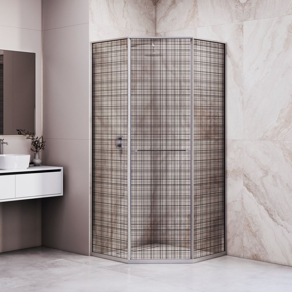 Душевой уголок RGW SV-82 "L" (Черная вуаль, 900x900)