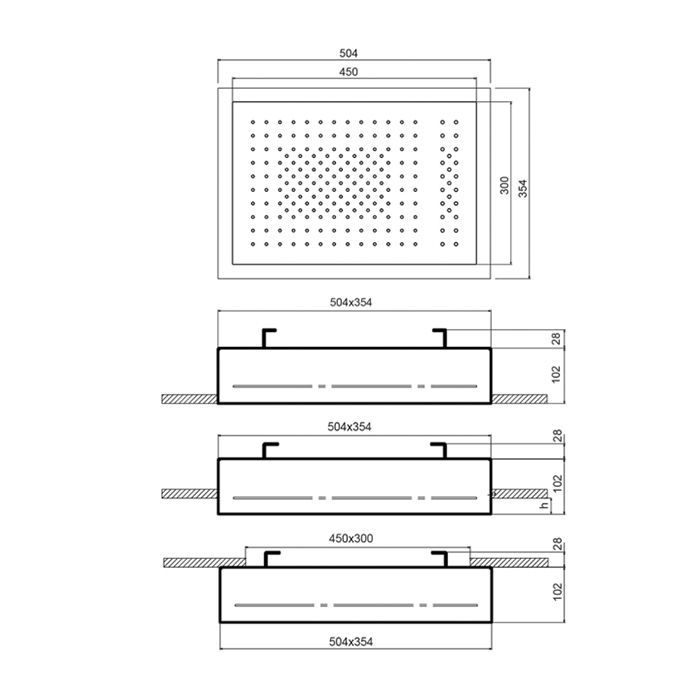 Fantini Acquafit Верхний душ 50х35 см,двойной дождь, поток,светодиоды, хромотерапия,цвет Блестящая натуральная сталь