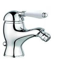 Nicolazzi P.m. Blanc Смеситель для биде, на 1 отв, с донным клапаном, излив: 107 мм, ручки белая керамика, цвет: хром