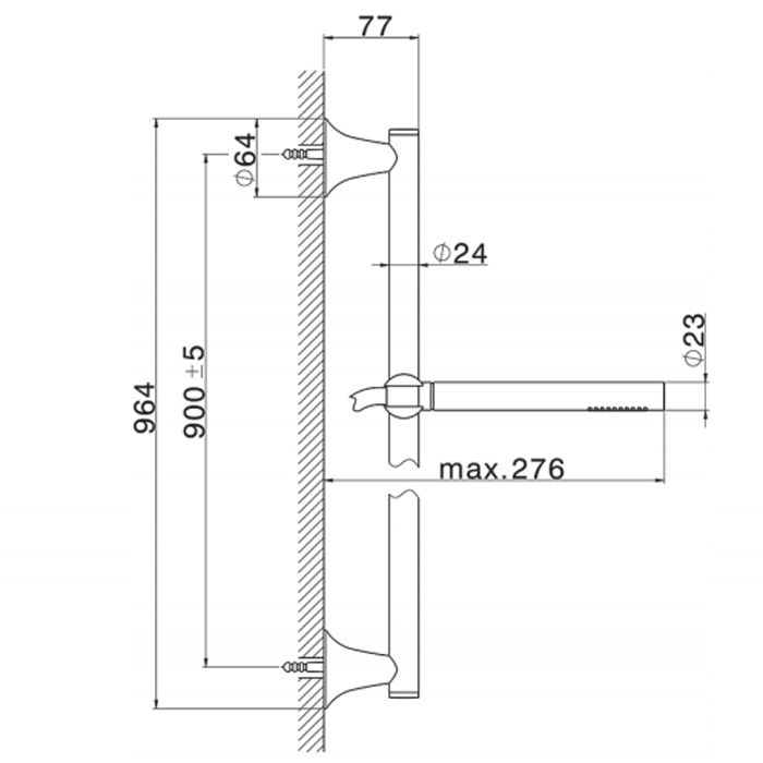 CISAL Vita Душевой гарнитур штанга L=964мм, шланг и ручной душ 1 режим,  цвет хром