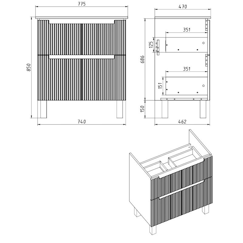 Тумба с раковиной подвесная Dreja Euphoria 80 см, белый, артикул 99.2016-com