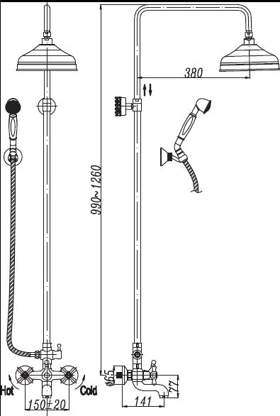 Душевая система Cezares RETRO-C-CVD2-02 Бронза