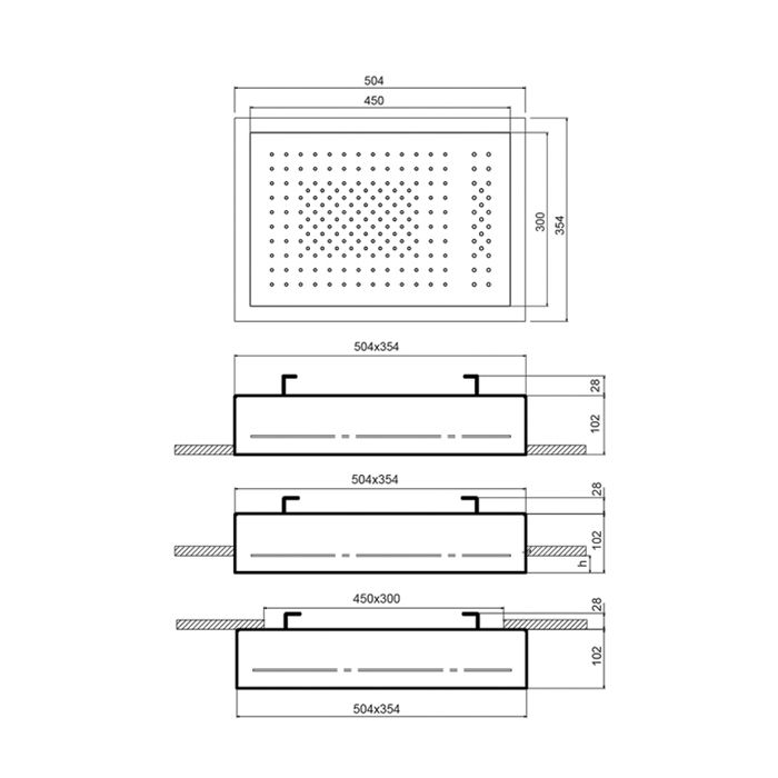Fantini Acquafit Верхний душ 35х35см потолочный, 50х35см, 2 потока, встр.часть в компл., хром