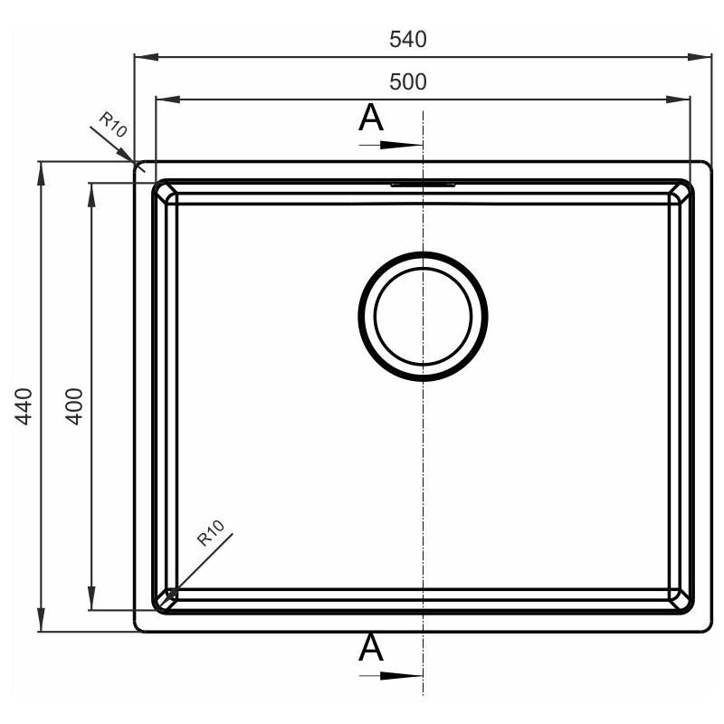 Кухонная мойка Florentina ОПТИМА-HM OHM.500.400.В.10.S.10, нержавеющая сталь, артикул OHM.500.400.B.10.S.10