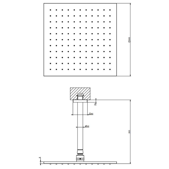 Gessi Emporio Emporio shower Душевая головка потолочная, поворотная с шарниром, с защитой от известкового налёта, цвет: Finox Brushed Nickel