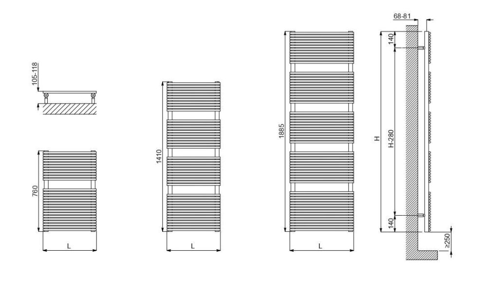 Cordivari Elen18 Electric, полотенцесушитель электрический 1410/500, цвет хром, артикул 3581440400042