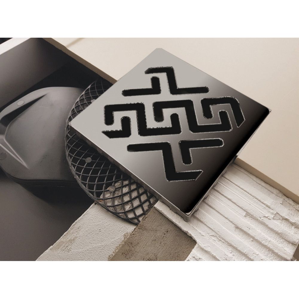 Трап BERGES водосток PLATZ Antik 150х150, хром глянец, S-сифон D50 H60 боковой