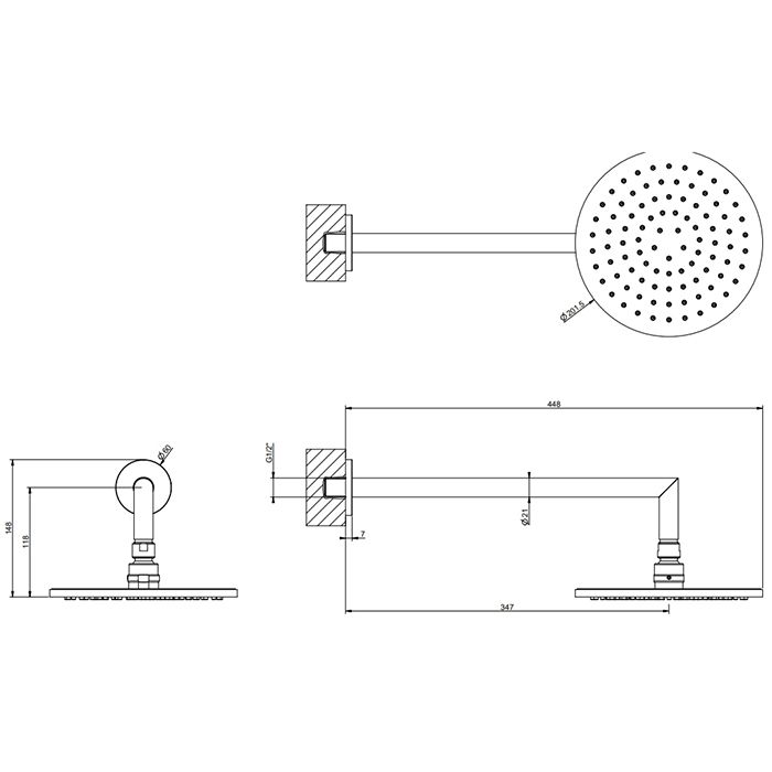 Gessi Emporio Emporio shower Душевая головка для настенного крепления, поворотная, с защитой от известкового налёта, цвет: Finox Brushed Nickel