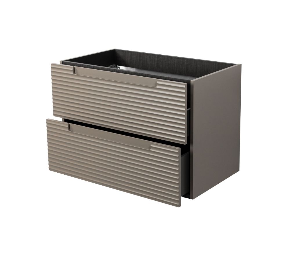 Visobath Kyoto, тумба 120 см, 2 ящика cо скрытыми ручками, цвет кварцевый матовый лак (Quarzo), артикул 77877/Quarzo