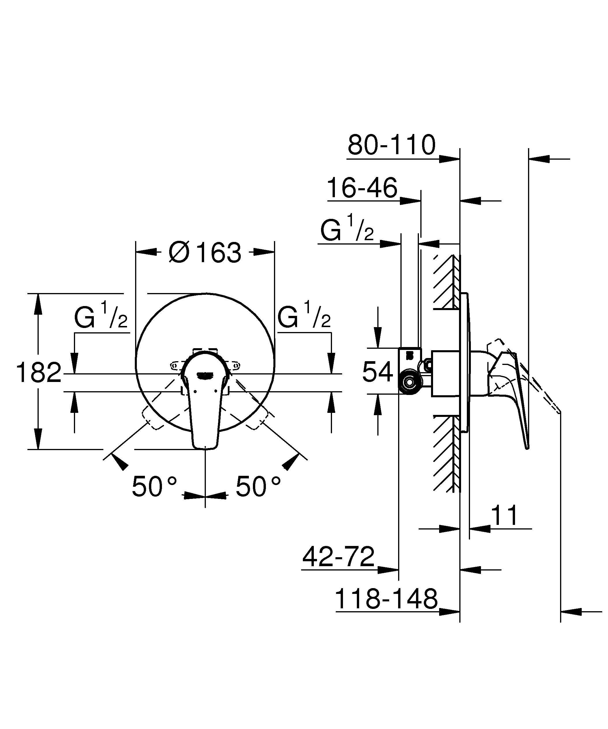 Смеситель для душа GROHE Start Flow, встраиваемый, со встроенным механизмом (29116000)