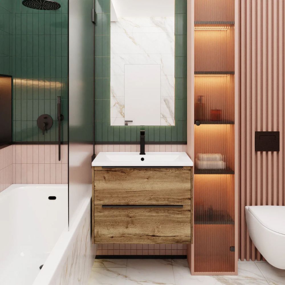 Тумба под раковину подвесная La Fenice Tesoro FNC-01-TES-DGT-100-2, табак, артикул FNC-01-TES-DGT-100-2