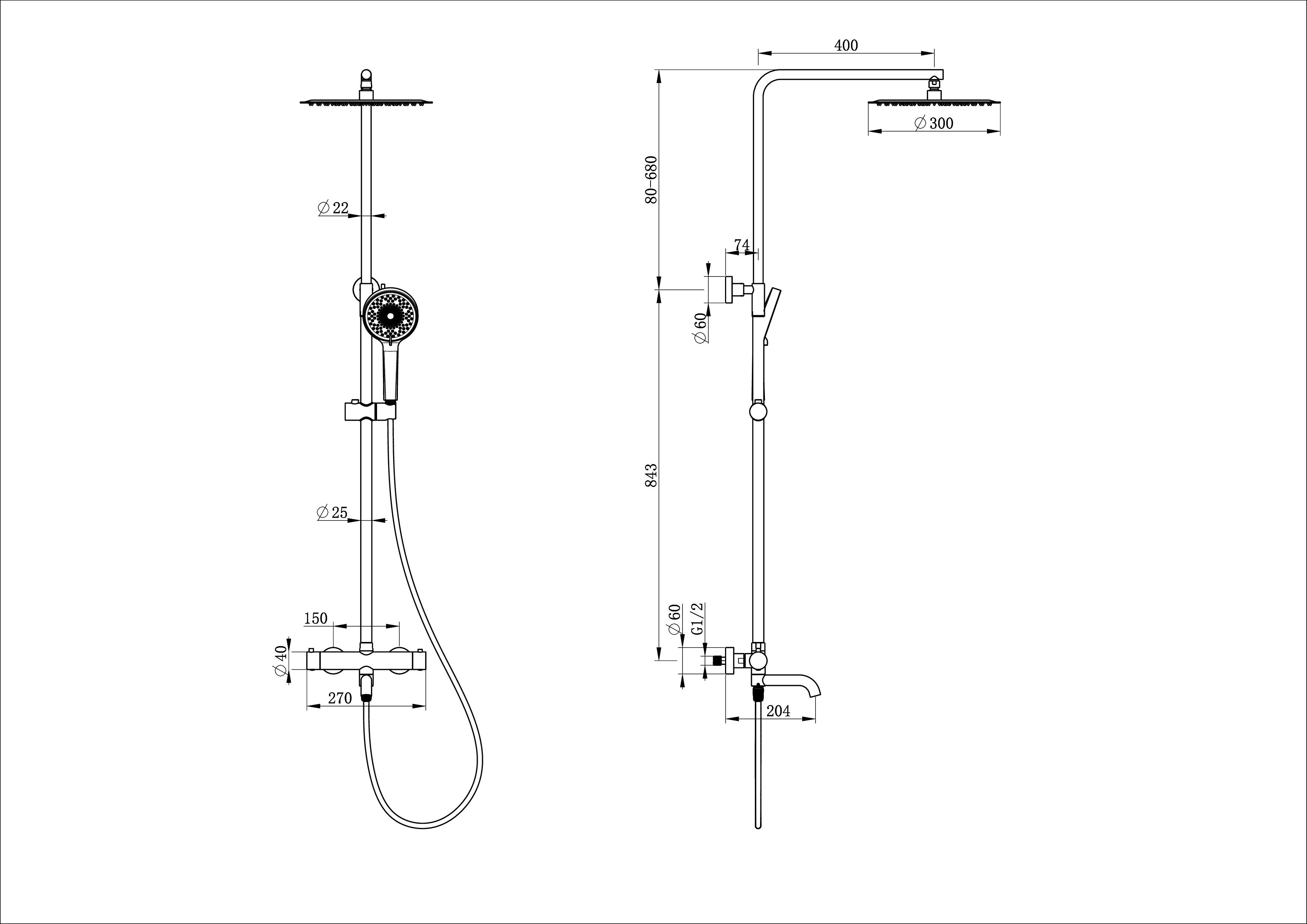 Душевая система с термостатом WONZON & WOGHAND STICK, Хром (WW-88739903-CR) Душевая система с термостатом WONZON & WOGHAND STICK, Хром (WW-88739903-CR)